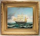 Oil on Canvas The U.S.Frigate, St. Lawrence Sinking the Privateer 